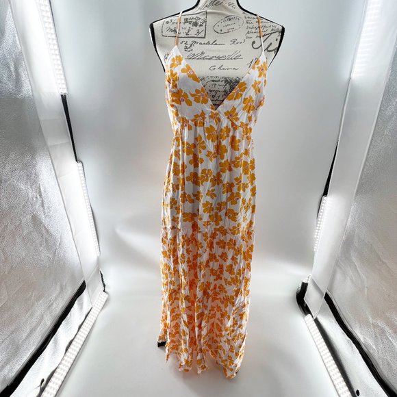 COPY - All In Favor Strappy Tiered Yellow Flower Maxi Dress Size XL NWT - Picture 3 of 12